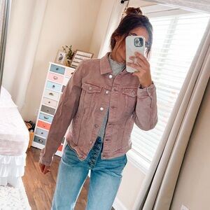 (maurices) women’s light pink blush denim button down jacket size Medium